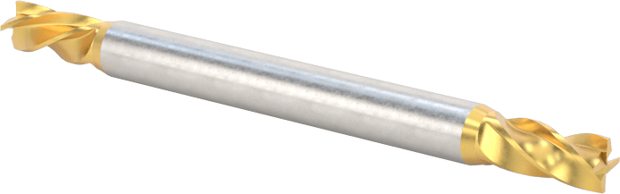 2 Freze Uçlu TiN Kaplamalı Karbür Uçlu Freze, Kare Uç, 4 Kanallı, 7/64" Freze Çapı, 1-1/2" Toplam Uzunluk