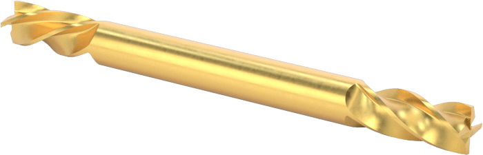 2 Freze Uçlu TiN Kaplamalı Karbür Uçlu Freze, Kare Uç, 4 Kanallı, 1/8" Freze Çapı, 1-1/2" Toplam Uzunluk