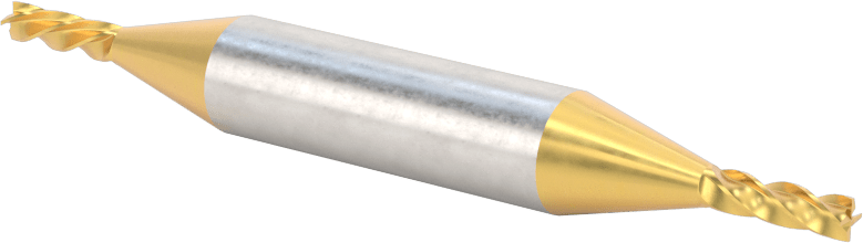 2 Freze Uçlu TiN Kaplamalı Karbür Uçlu Freze, Kare Uç, 4 Kanallı, 1/8" Freze Çapı, 3-1/16" Toplam Uzunluk