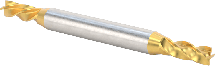 2 Freze Uçlu TiN Kaplamalı Karbür Uçlu Freze, Kare Uç, 4 Kanallı, 9/64" Freze Çapı, 2" Toplam Uzunluk