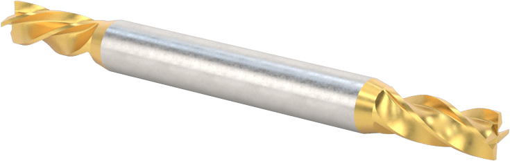 2 Freze Uçlu TiN Kaplamalı Karbür Uçlu Freze, Kare Uç, 4 Kanallı, 5/32" Freze Çapı, 2" Toplam Uzunluk