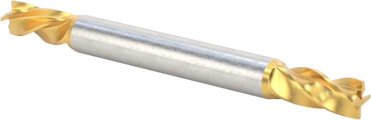 2 Freze Uçlu TiN Kaplamalı Karbür Uçlu Freze, Kare Uç, 4 Kanallı, 11/64" Freze Çapı, 2" Toplam Uzunluk