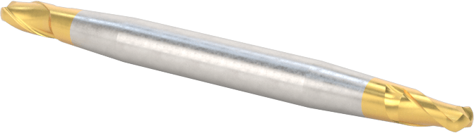 2 Freze Uçlu TiN Kaplamalı Karbür Uçlu Freze, Bilyalı Uç, 2 Yiv, 3/32" Freze Çapı, 1-1/2" Toplam Uzunluk