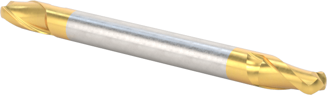 2 Freze Uçlu TiN Kaplamalı Karbür Uçlu Freze, Bilyalı Uç, 2 Yiv, 1/8" Freze Çapı, 1-1/2" Toplam Uzunluk