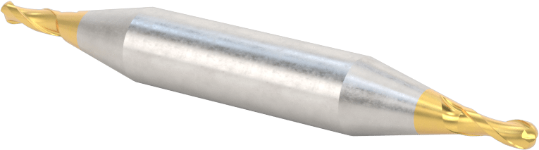 2 Freze Uçlu TiN Kaplamalı Karbür Uçlu Freze, Bilyalı Uç, 2 Yiv, 1/8" Freze Çapı, 3-1/16" Toplam Uzunluk