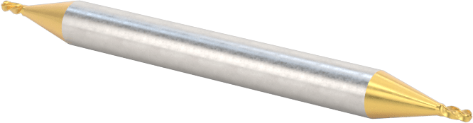 2 Freze Uçlu TiN Kaplamalı Karbür Uçlu Freze, Bilyalı Uç, 4 Kanallı, 1/32" Freze Çapı, 1-1/2" Toplam Uzunluk