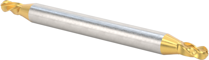2 Freze Uçlu TiN Kaplamalı Karbür Uçlu Freze, Bilyalı Uç, 4 Kanallı, 5/64" Freze Çapı, 1-1/2" Toplam Uzunluk