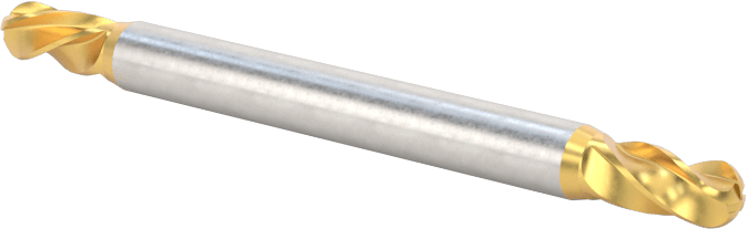 2 Freze Uçlu TiN Kaplamalı Karbür Uçlu Freze, Bilyalı Uç, 4 Kanallı, 7/64" Freze Çapı, 1-1/2" Toplam Uzunluk