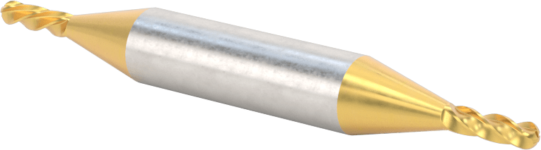 2 Freze Uçlu TiN Kaplamalı Karbür Uçlu Freze, Bilyalı Uç, 4 Kanallı, 1/8" Freze Çapı, 3-1/16" Toplam Uzunluk
