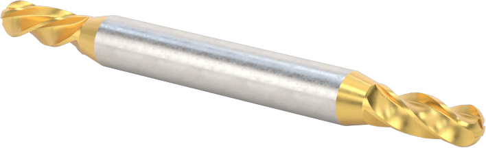 2 Freze Uçlu TiN Kaplamalı Karbür Uçlu Freze, Bilyalı Uç, 4 Kanallı, 9/64" Freze Çapı, 2" Toplam Uzunluk