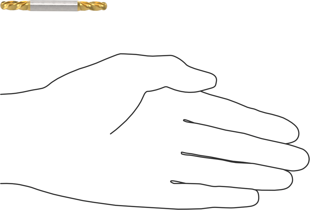2 Freze Uçlu TiN Kaplamalı Karbür Uçlu Freze, Bilyalı Uç, 4 Kanallı, 7/32" Freze Çapı, 2-1/2" Toplam Uzunluk