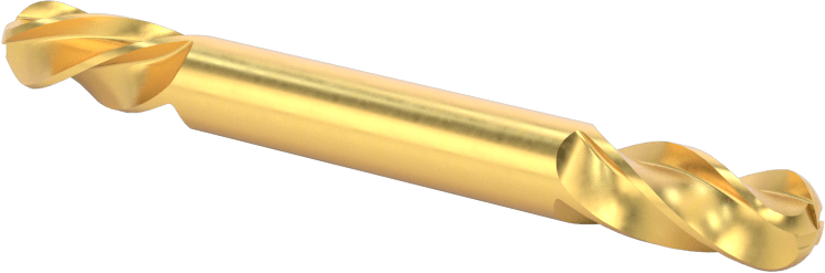 2 Freze Uçlu TiN Kaplamalı Karbür Uçlu Freze, Bilyalı Uç, 4 Kanallı, 1/4" Freze Çapı, 2-1/2" Toplam Uzunluk