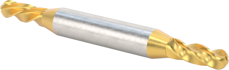 2 Freze Uçlu TiN Kaplamalı Karbür Uçlu Freze, Bilyalı Uç, 4 Kanallı, 1/4" Freze Çapı, 3-1/2" Toplam Uzunluk
