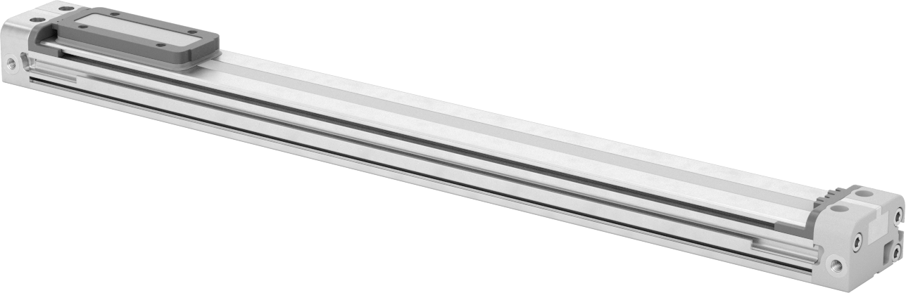 Düşük Profilli Çubuksuz Hava Sürgüsü, 5/8" Delik Boyutu, 1,1" Yükseklik, 11 inç Strok Uzunluğu