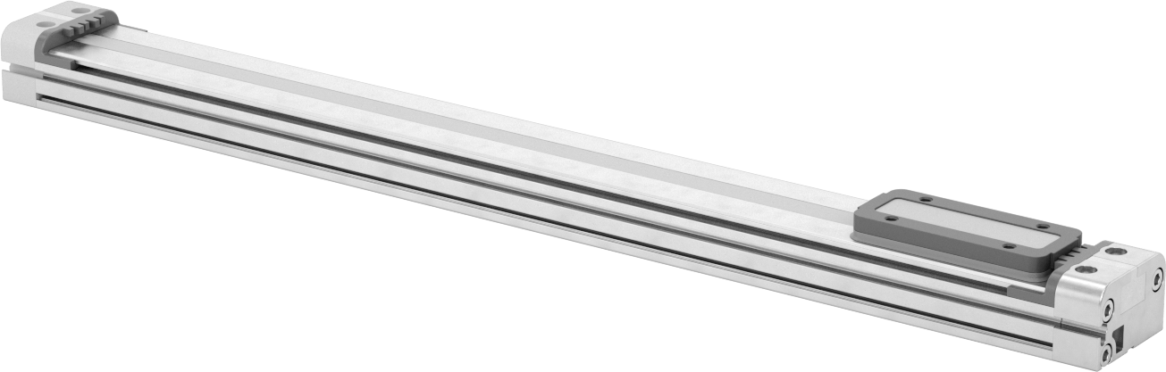 Düşük Profilli Çubuksuz Hava Sürgüsü, 5/8" Delik Boyutu, 1,1" Yükseklik, 12" Strok Uzunluğu