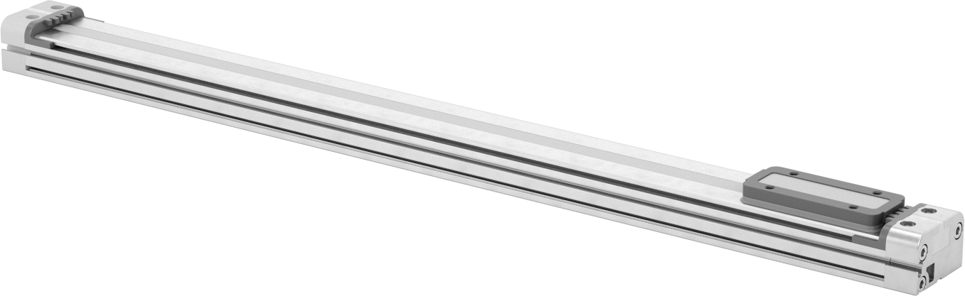 Düşük Profilli Çubuksuz Hava Sürgüsü, 5/8" Delik Boyutu, 1,1" Yükseklik, 15" Strok Uzunluğu