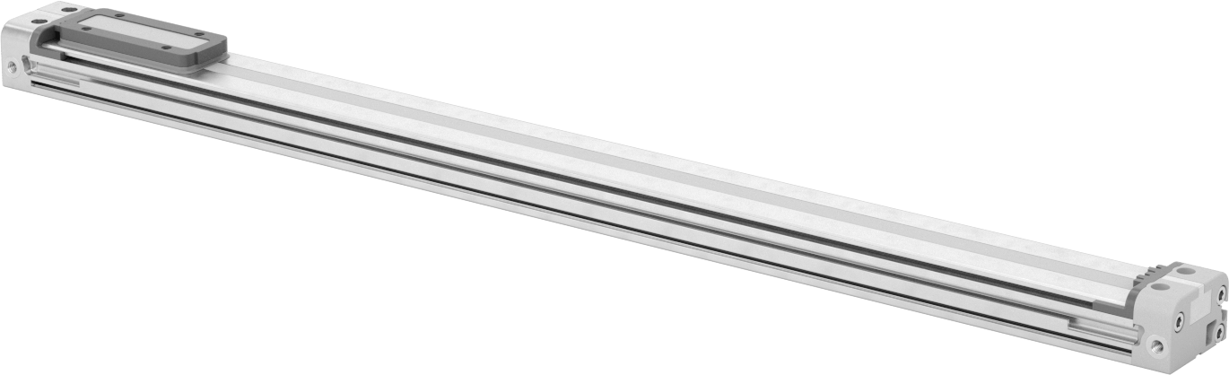 Düşük Profilli Çubuksuz Hava Sürgüsü, 5/8" Delik Boyutu, 1,1" Yükseklik, 16 inç Strok Uzunluğu