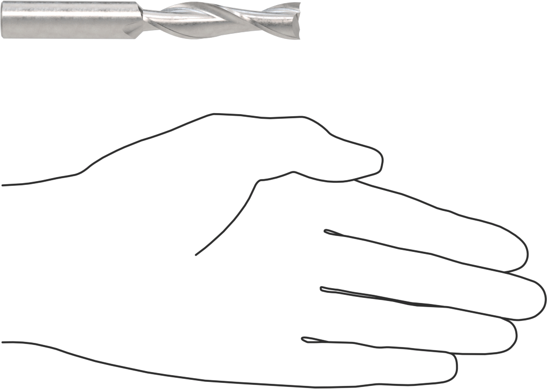 Ahşap için Freze Ucu, Sunta ve Kontrplak, Karbür, Yukarı Doğru Çıkarma, 1/2" Kesim Çapı, 2-1/8" Kesim Uzunluğu