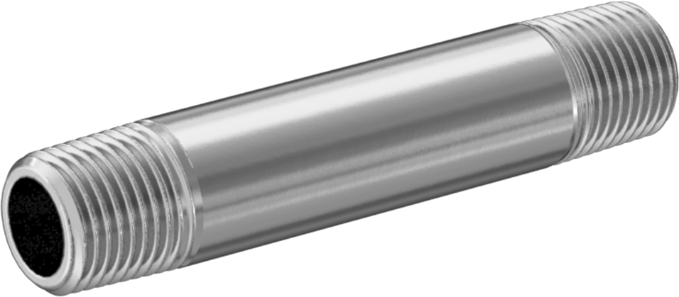 İngiliz Standartı Alüminyum Boru Nipeli, Her İki Ucu Dişli, 1/8 BSPT x NPT, 2" Uzunluk