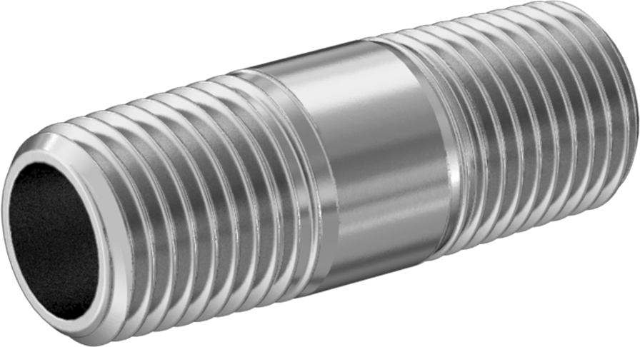 İngiliz Standartı Alüminyum Boru Nipeli, Her İki Ucu Dişli, 1/4 BSPT x NPT, 1-1/2" Uzunluk