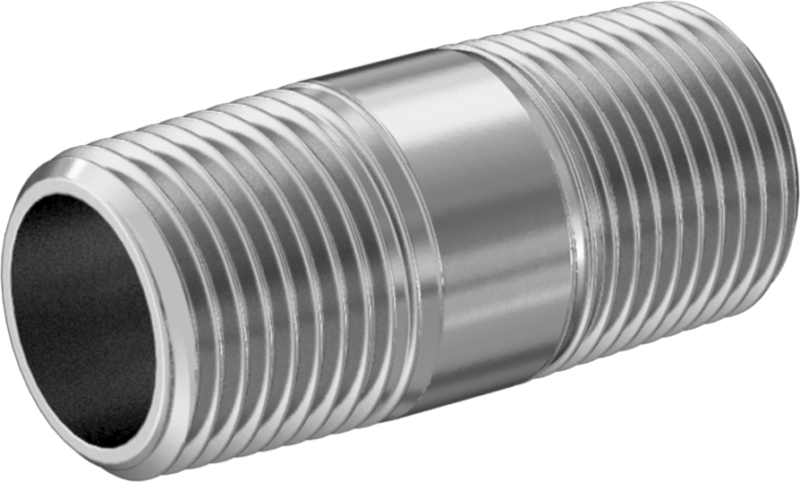 İngiliz Standartı Alüminyum Boru Nipeli, Her İki Ucu Dişli, 3/8 BSPT x NPT, 1-1/2" Uzunluk