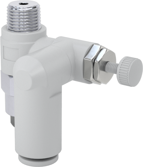 Hava ile Çalışan Hava Akış Kontrol Valfi, Kapatma Mekanizmalı, 1/4" Push-Connect Girişi, 1/8 NPT Çıkış