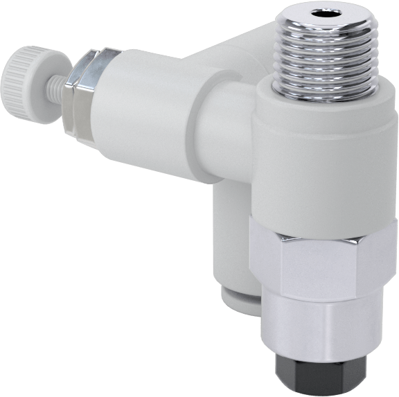 Hava ile Çalışan Hava Akış Kontrol Valfi, Kapatma Mekanizmalı, 1/4" Push-Connect Girişi, 1/8 NPT Çıkış