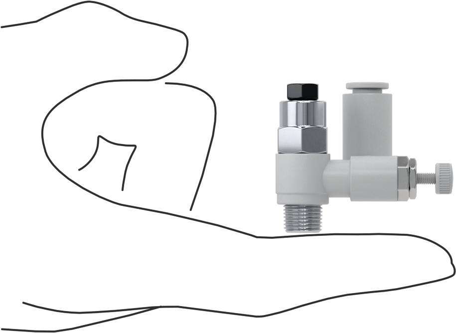 Hava ile Çalışan Hava Akış Kontrol Valfi, Kapatma Mekanizmalı, 1/4" Push-Connect Girişi, 1/8 NPT Çıkış