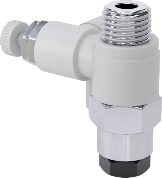 Hava ile Çalışan Hava Akış Kontrol Valfi, Kapatma Mekanizmalı, 1/4" Push-Connect Girişi, 1/4 NPT Çıkış