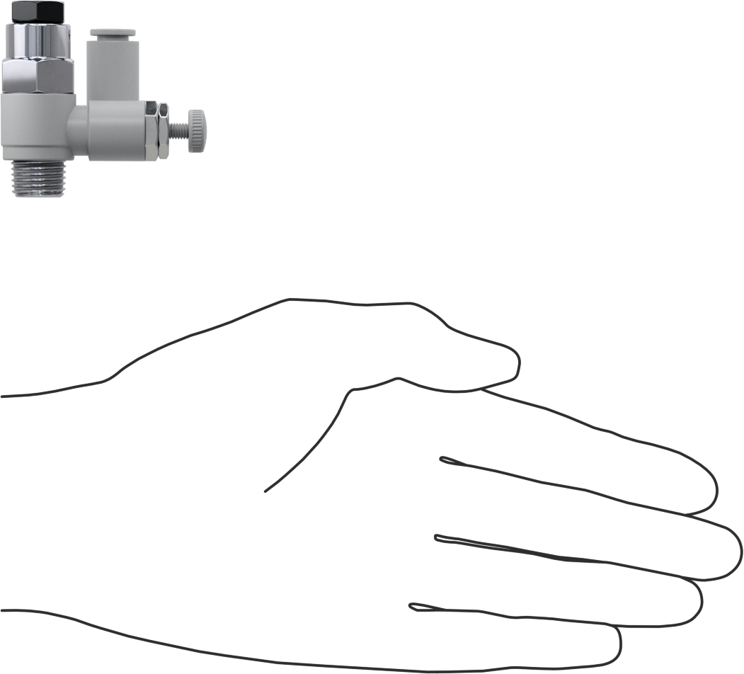 Hava ile Çalışan Hava Akış Kontrol Valfi, Kapatma Mekanizmalı, 1/4" Push-Connect Girişi, 1/4 NPT Çıkış