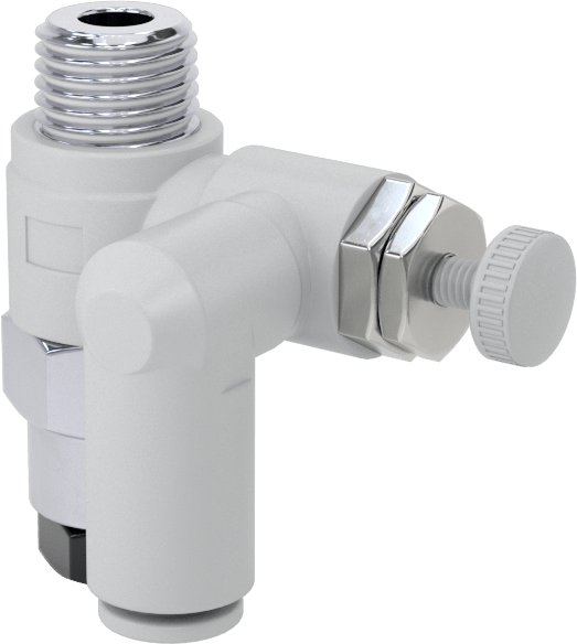 Hava ile Çalışan Hava Akış Kontrol Valfi, Kapatma Mekanizmalı, 1/4" Push-Connect Girişi, 1/4 NPT Çıkış