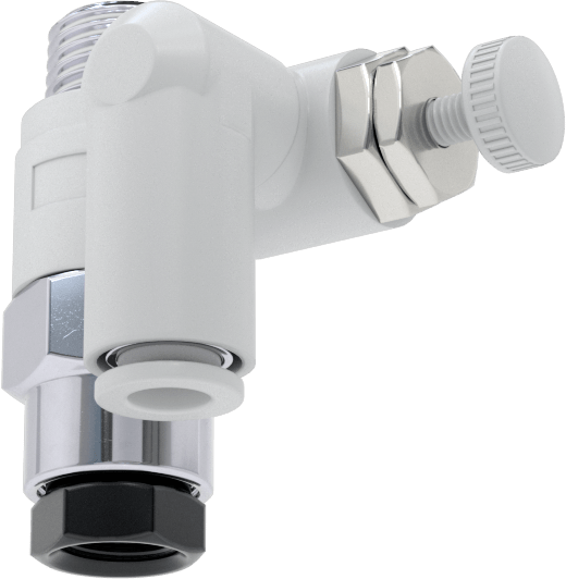 Hava ile Çalışan Hava Akış Kontrol Valfi, Kapatma Mekanizmalı, 1/4" Push-Connect Girişi, 1/4 NPT Çıkış