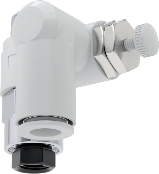 Hava ile Çalışan Hava Akış Kontrol Valfi, Kapatma Mekanizmalı, 3/8" Push-Connect Girişi, 3/8 NPT Çıkış