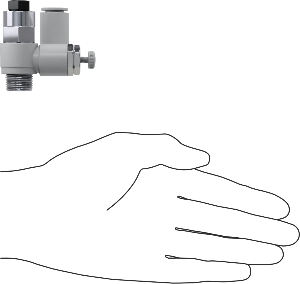 Hava ile Çalışan Hava Akış Kontrol Valfi, Kapatma Mekanizmalı, 3/8" Push-Connect Girişi, 3/8 NPT Çıkış