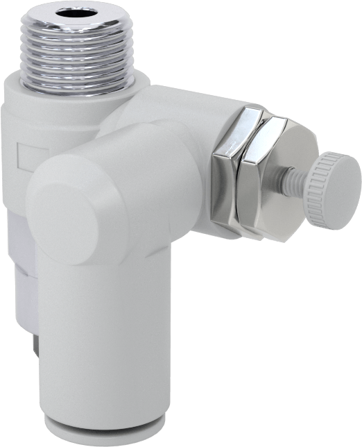 Hava ile Çalışan Hava Akış Kontrol Valfi, Kapatma Mekanizmalı, 3/8" Push-Connect Girişi, 3/8 NPT Çıkış