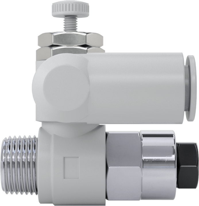 Hava ile Çalışan Hava Akış Kontrol Valfi, Kapatma Mekanizmalı, 3/8" Push-Connect Girişi, 3/8 NPT Çıkış