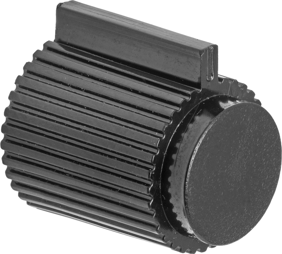 Yivli Tutma Yerli Gösterge Düğmesi, Siyah şaftlar için, Siyah ABS, 3/4“ Çap x 7/8” Yükseklikte Başlık