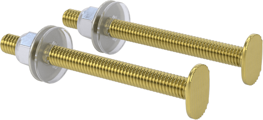 Klozet Tabanına Montaj Donanımı, Pirinç, 5/16"-18 Diş Boyutu, 3-1/2" Uzunluk
