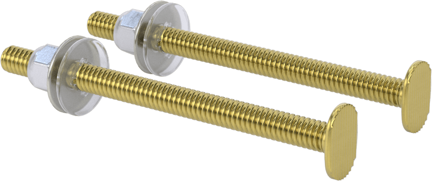 Klozet Tabanına Montaj Donanımı, Pirinç, 1/4"-20 Diş Boyutu, 3-1/2" Uzunluk