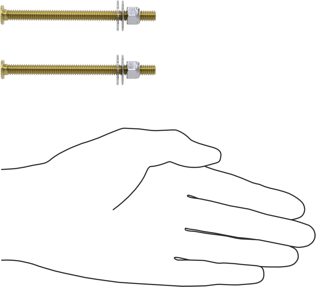 Klozet Tabanına Montaj Donanımı, Pirinç, 1/4"-20 Diş Boyutu, 3-1/2" Uzunluk