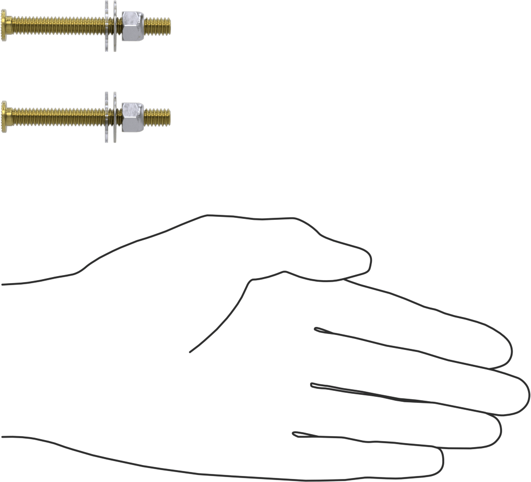 Klozet Tabanına Montaj Donanımı, Pirinç, 1/4"-20 Diş Boyutu, 2-1/4" Uzunluk