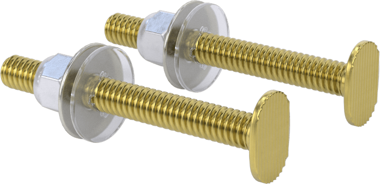 Klozet Tabanına Montaj Donanımı, Pirinç, 1/4"-20 Diş Boyutu, 2-1/4" Uzunluk