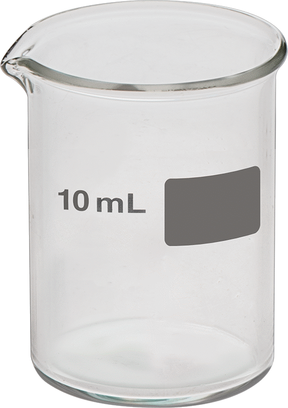 Borosilikat Cam Beher, 0,34 FL oz/10 ml Kapasite, 1" Çap, 1-1/4" Yükseklik