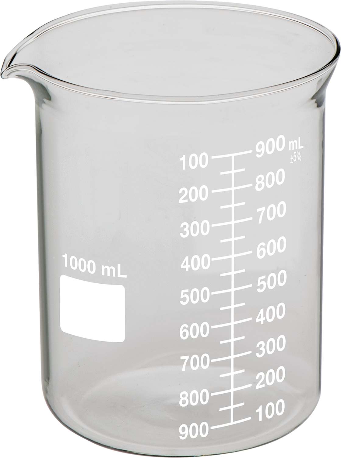 Borosilikat Cam Beher, 34 FL oz/1000 ml Kapasite, 3-1/2" Çap, 7-1/2 inç yükseklik