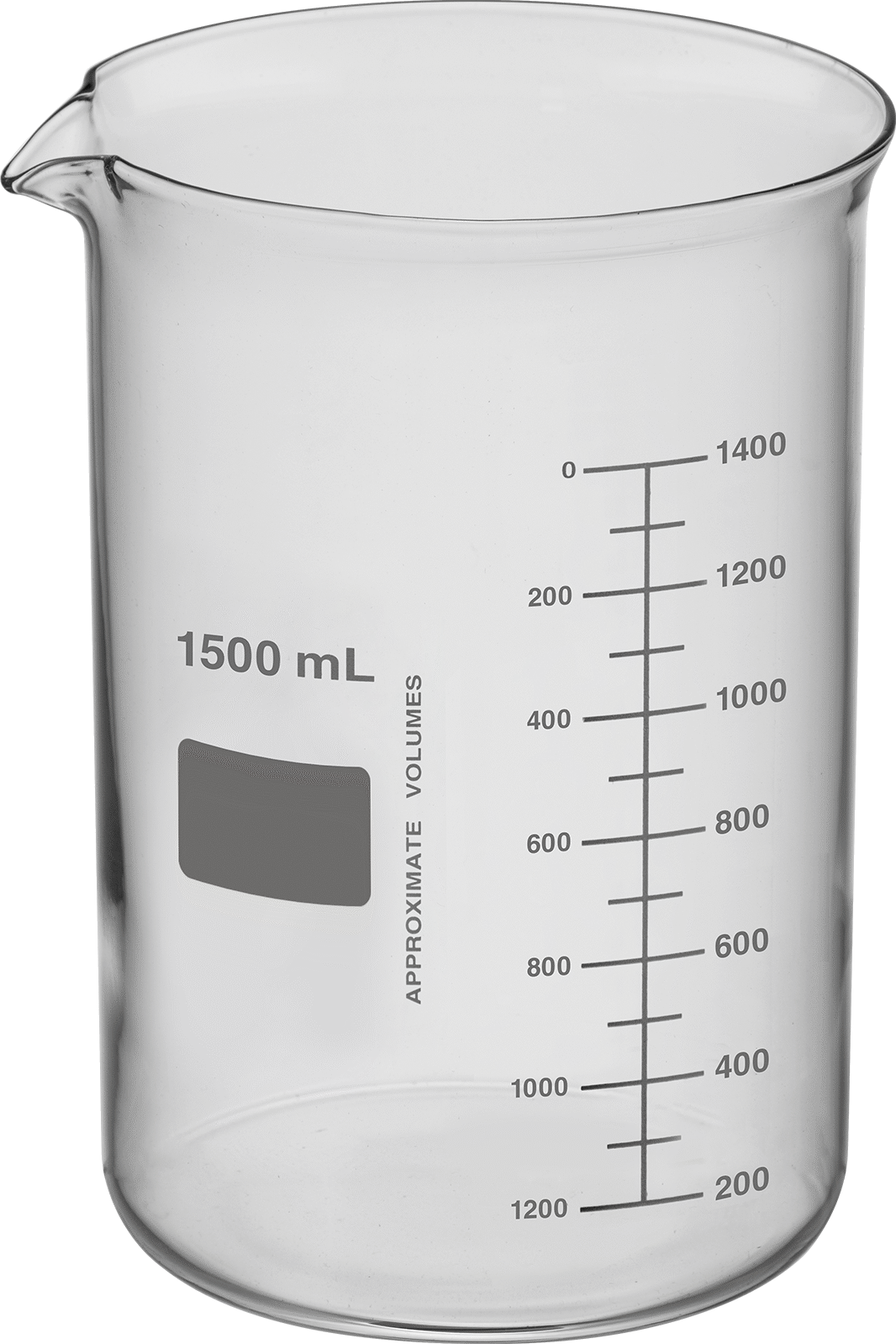 Borosilikat Cam Beher, 50,7 FL oz/1500 ml Kapasite, 4-3/4" Çap, 6-7/8" Yükseklik