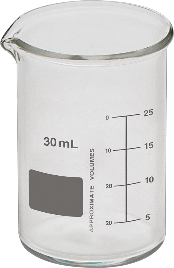 Borosilikat Cam Beher, 1 FL oz/30 ml Kapasite, 1-3/8" Çap, 1-7/8" Yükseklik