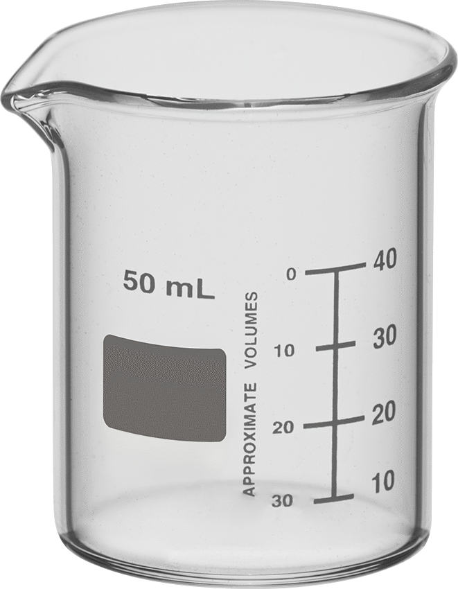 Borosilikat Cam Beher, 1,7 FL oz/50 ml Kapasite, 1-5/8" Çap, 2-3/8" Yükseklik