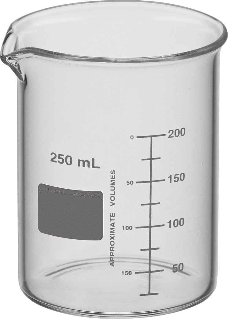 Borosilikat Cam Beher, 8,5 FL oz/250 ml Kapasite, 2-3/4" Çap, 3-7/8" Yükseklik