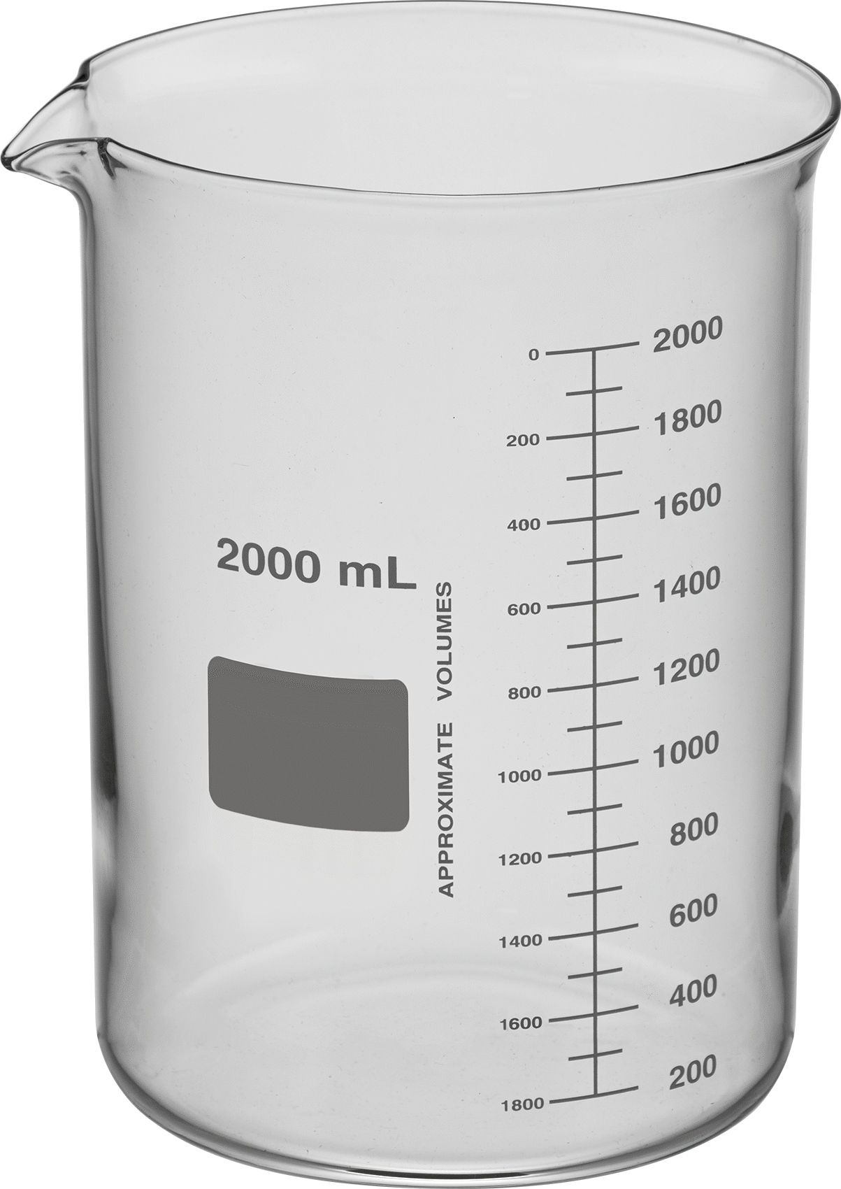 Borosilikat Cam Beher, 68 FL oz/2000 ml Kapasite, 5-1/8" Çap, 7-1/2 inç yükseklik