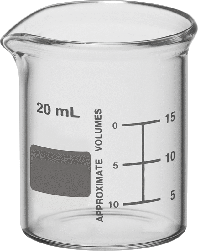 Borosilikat Cam Beher, 0,67 FL oz/20 ml Kapasite, 1-1/4" Çap, 1-3/4" Yükseklik